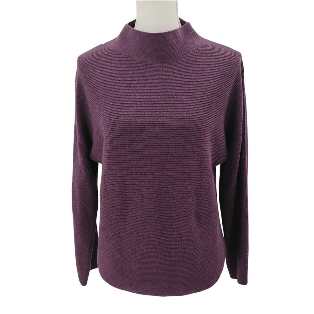 Lululemon Boxy Cotton Blend Sweater Vintage Plum Purple Mock Neck Rib Knit XS/S